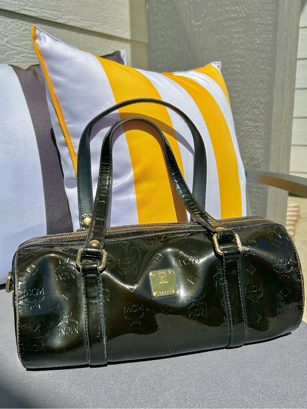MCM Papillion Green Bag